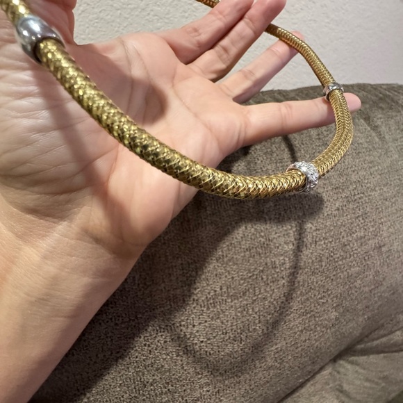 Stunning Roberto Coin 18k YG Primavera Interlocking diamond Necklace 16inch - Picture 13 of 13